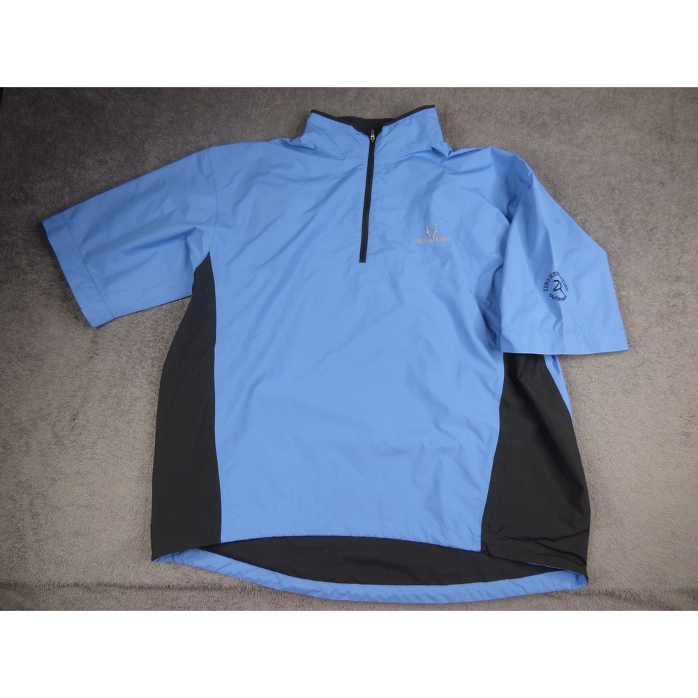 Zero Restriction Mens Golf Windshirt Blue Black 1/4 Zip Short Sleeve Pullover L